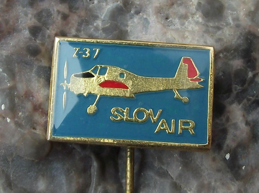 Vintage Slov Air Slovair Slovakia Airlines Z-37 Z 37 Bee Aircraft Pin Badge - Badgecrazy