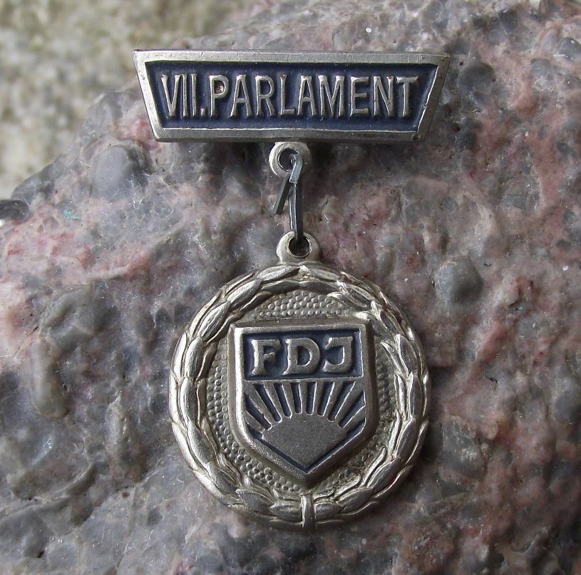 1967 FDJ Freie Deutsche Jugend East German DDR 7th VII Parlament Medal Pin Badge - Badgecrazy