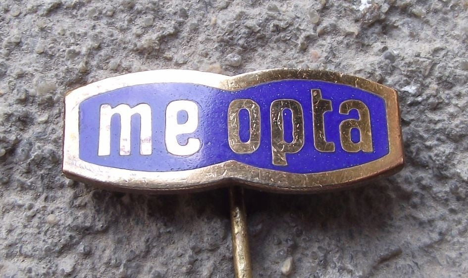 Vintage Meopta Camera Lens Company Stereo Camera Logo Advertising Pin Badge - Badgecrazy
