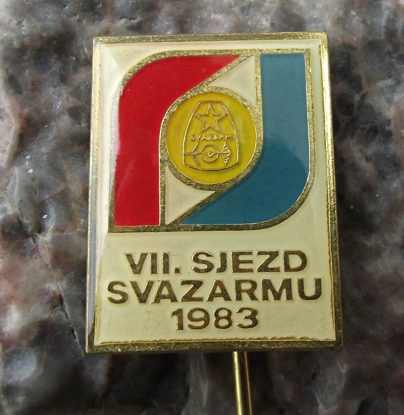 1983 Svazarm Czech Army Reserves VII 7th Military Conference Meeting Pin Badge - Badgecrazy