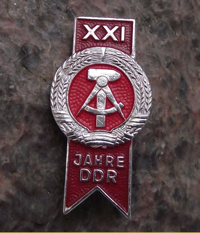 1970 East Germany DDR GDR 21st Anniversary German GDR Commemorative Pin Badge - Badgecrazy