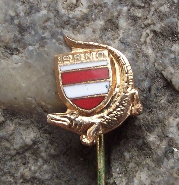 Brno Small Crocodile Alligator Dragon Red White Striped Heraldic Crest Pin Badge - Badgecrazy