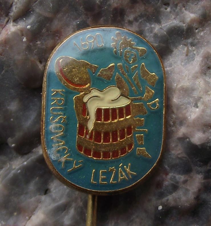 Vintage Pivovar Krusovice 1690 Brewery Czech Lager Beer Advertising Pin Badge - Badgecrazy