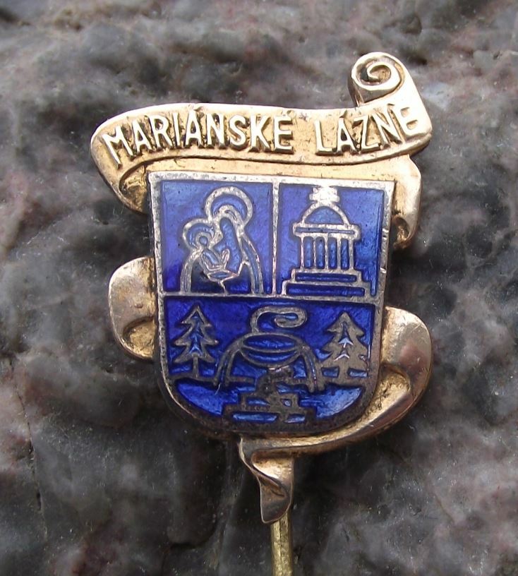 Antique Marianske Lazne Spa Town Heraldic Crest Czech Coat of Arms Pin Badge - Badgecrazy
