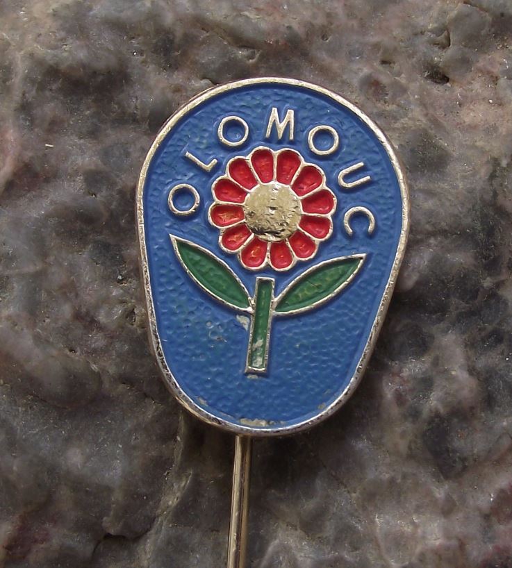 Olomouc Olmutz Moravia Red Flower Bloom Czechoslovakia Souvenier Pin Badge - Badgecrazy