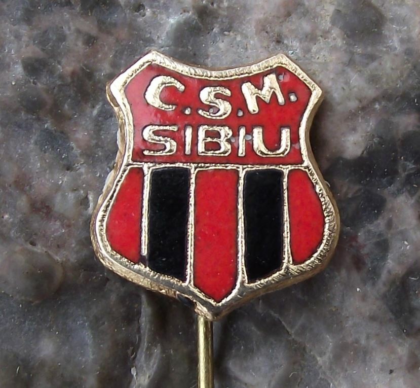 Vintage BC CSU Sibiu Romania Soccer Football Club Shield Pin Badge - Badgecrazy
