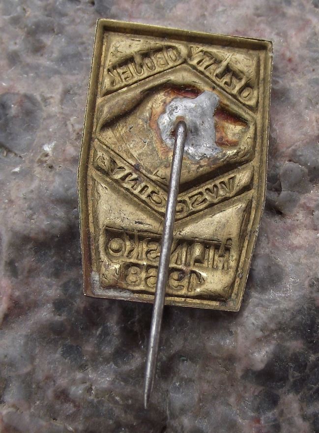 1962 Czech Regional Dog Show Hlinsko Hound Hunter Golden Collar Pin Badge - Badgecrazy