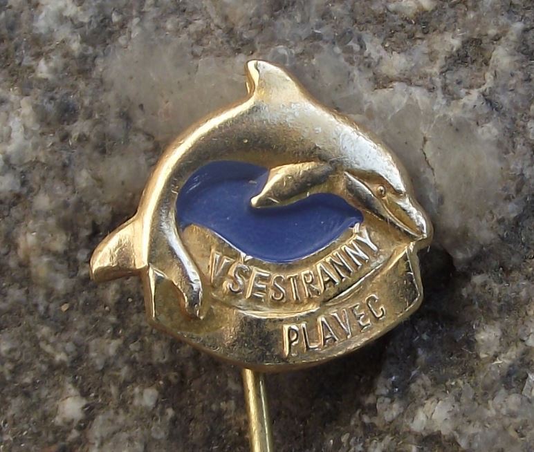 Golden Leaping Dolphin Childrens Swimming Award All Strokes Swimmer Pin Badge - Badgecrazy
