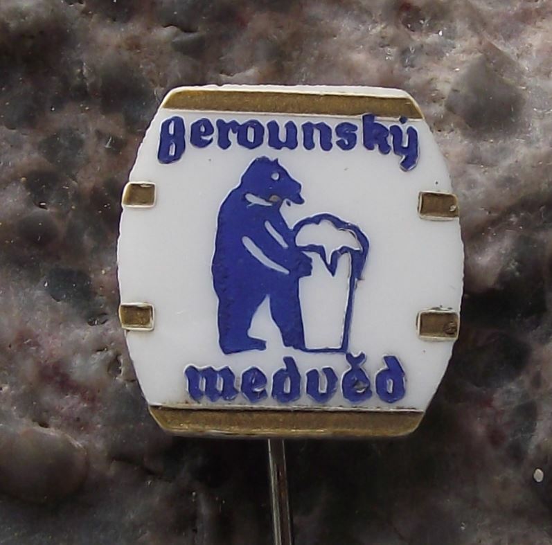Vintage Berounsky Medved Czechoslovakia Brewery Beer Lager Beroun Bear Pin Badge - Badgecrazy