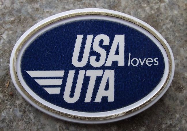 USA loves UTA Advertising Slogan for New US Routes French Airlines Uniform Badge - Badgecrazy
