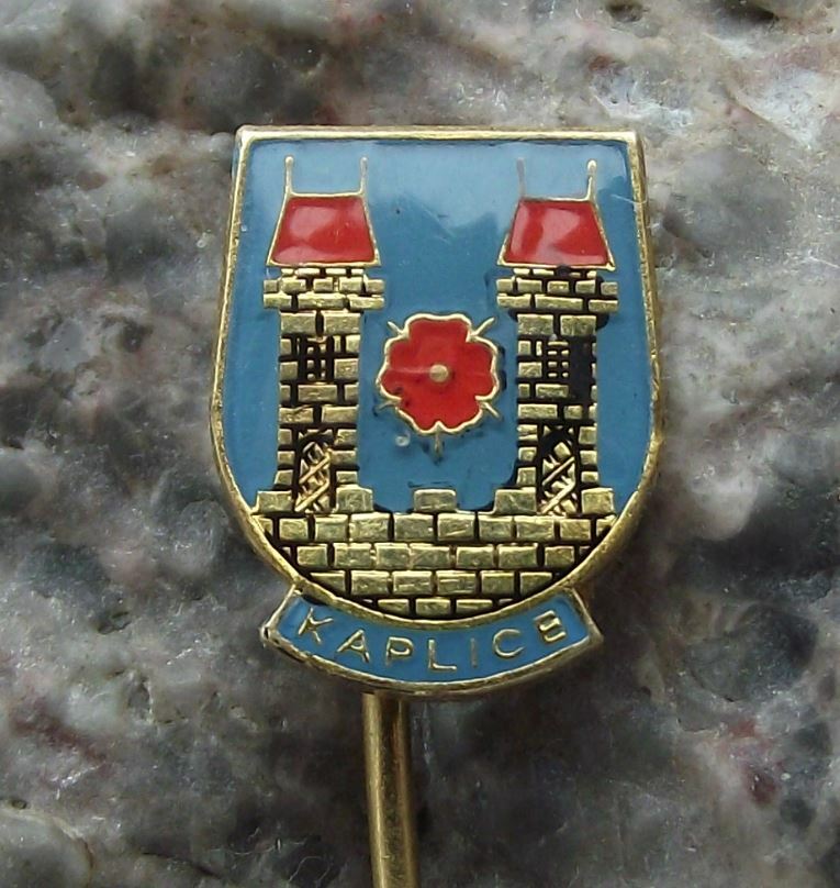 Antique Kaplice Czechoslovakia Official Town Crest Heraldic Coat Arms Pin Badge - Badgecrazy