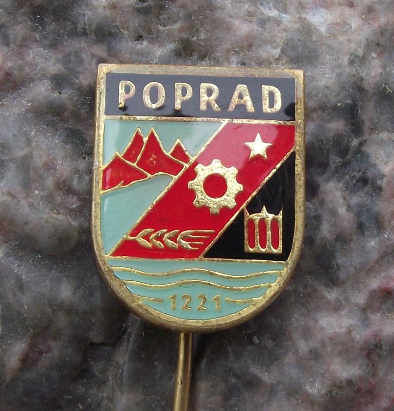 Antique Poprad Slovakia Ski Resort Heraldic Crest 1221 Shield Pin Badge - Badgecrazy