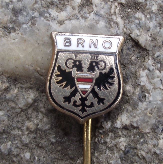 Antique Brno Czechoslovakia Double Head Eagle Heraldic Crest Shield Pin Badge - Badgecrazy