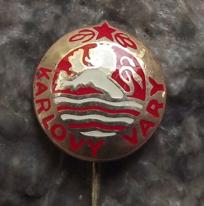 Antique Karlovy Vary Carlsbad Heraldic White Lion Emblem Mascot Pin Badge - Badgecrazy