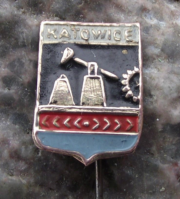 Antique Katowice Poland Heraldic City Crest Polish Coat of Arms Shield Pin Badge - Badgecrazy