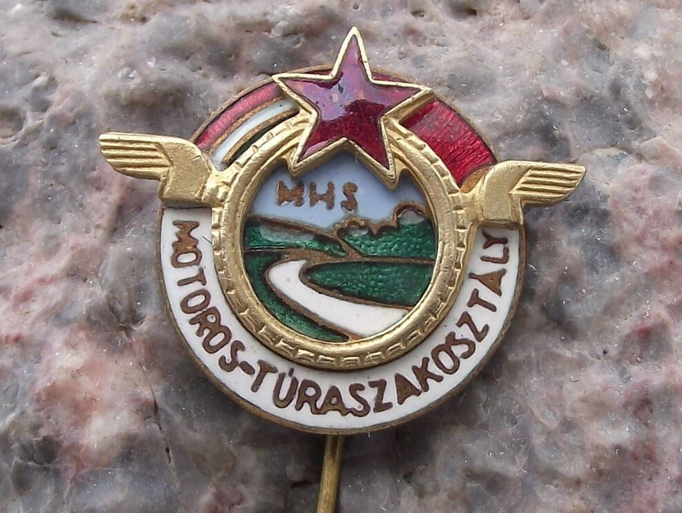 Hungary Civil Defense MHSz MHS Military Motorcycle Motorike Touring Pin Badge - Badgecrazy
