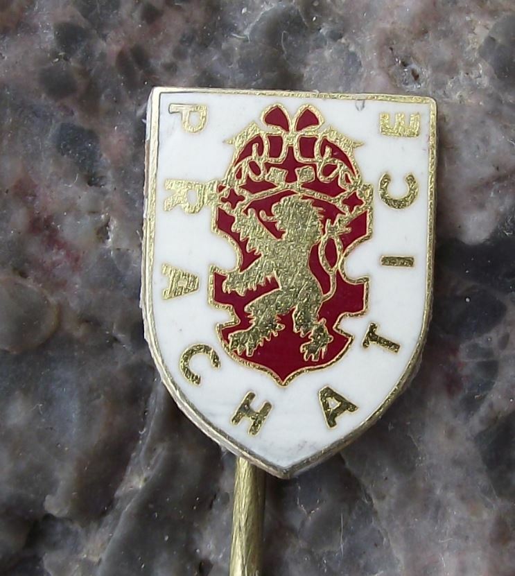 Vintage Prachatice Crossed Keys Lion Heraldic Crest Czech Coat of Arms Pin Badge - Badgecrazy