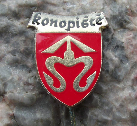Antique Konopiste Konopischt Czech Castle Schloss Heraldic Crest Pin Badge - Badgecrazy