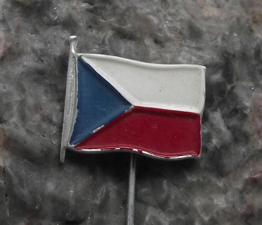 Antique Hand Painted Czech Czechoslovakia Waving National Flag Pin Badge - Badgecrazy