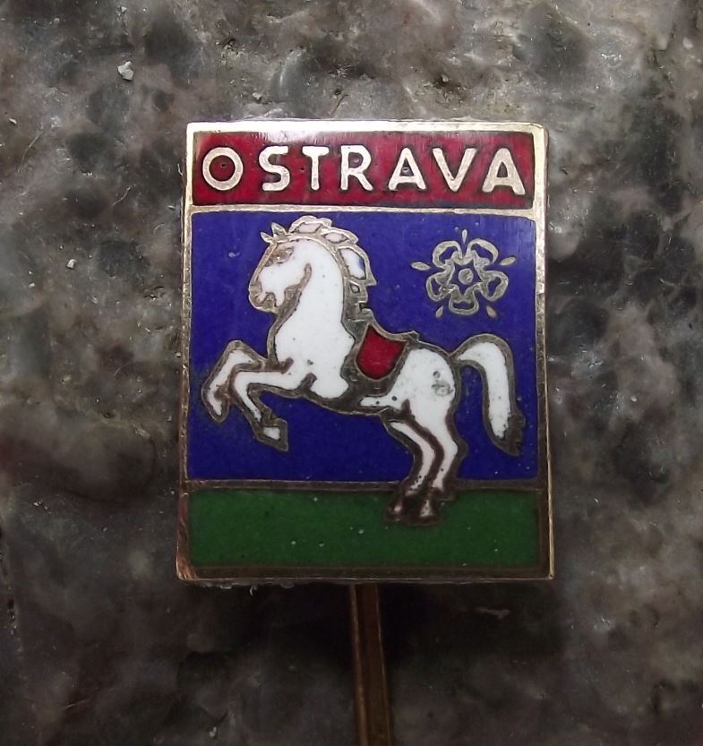 Antique Ostrava City Prancing Horse Heraldic Crest Official Coat Arms Pin Badge - Badgecrazy