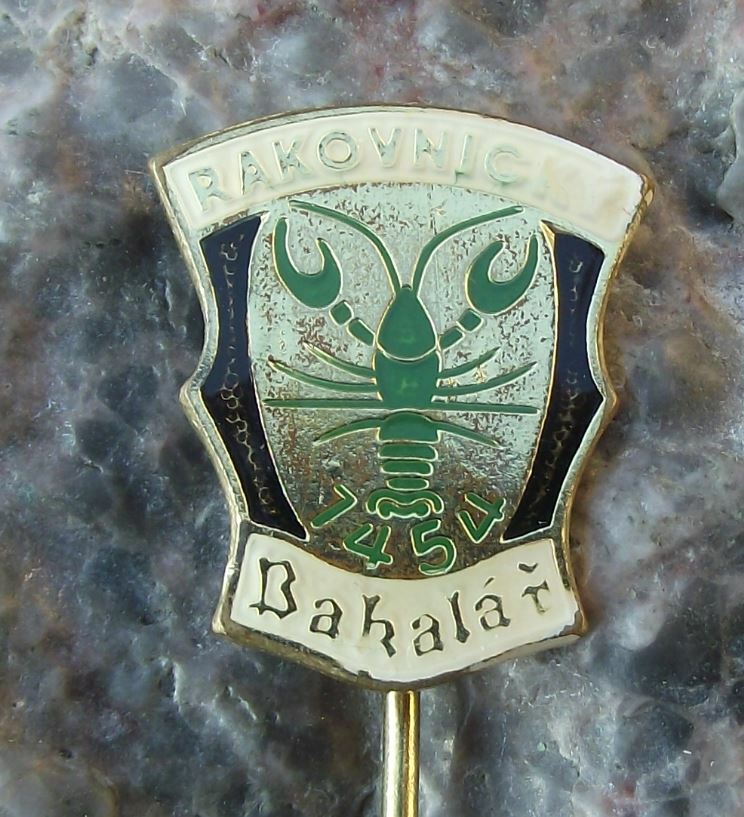 Antique Bakalar Rakovnicky Pivovar Czech Lobster Logo Brewery Beer Pin Badge - Badgecrazy