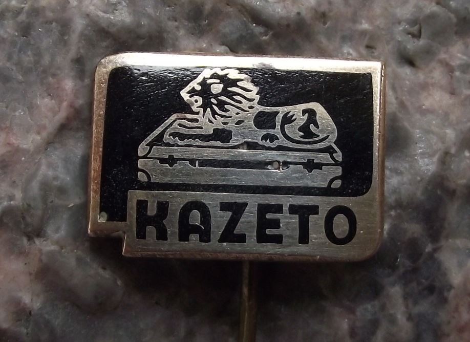 Antique Kazeto Czech Lion Suitcase Cardboard Case Travel Products Firm Pin Badge - Badgecrazy