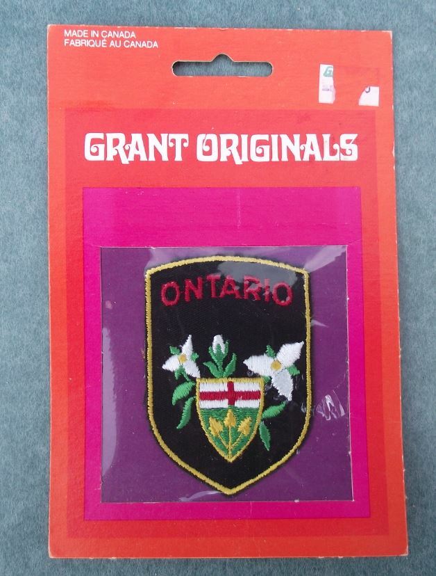 1980s Ontario Canada Coat of Arms White Trillium Crest Sew on Clothes Patch - Badgecrazy