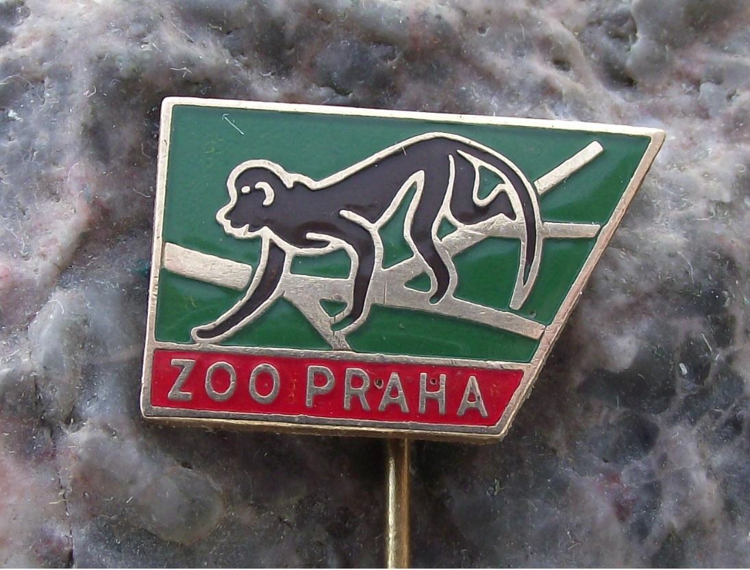 Antique 1960s Prague Zoo Tree Monkey Gibbon Ape Visitor Souvenier Pin Badge - Badgecrazy
