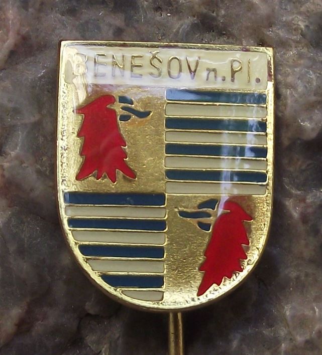 Antique Benesov nad Ploucnici Eagle Crest Heraldic Coat of Arms Shield Pin Badge - Badgecrazy