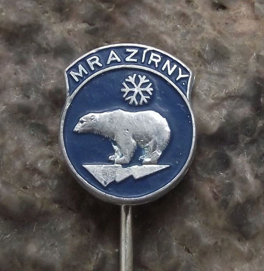 Polar Bear Standing on Block Ceskoslovenske Mrazirny Czech Ice Company Pin Badge - Badgecrazy