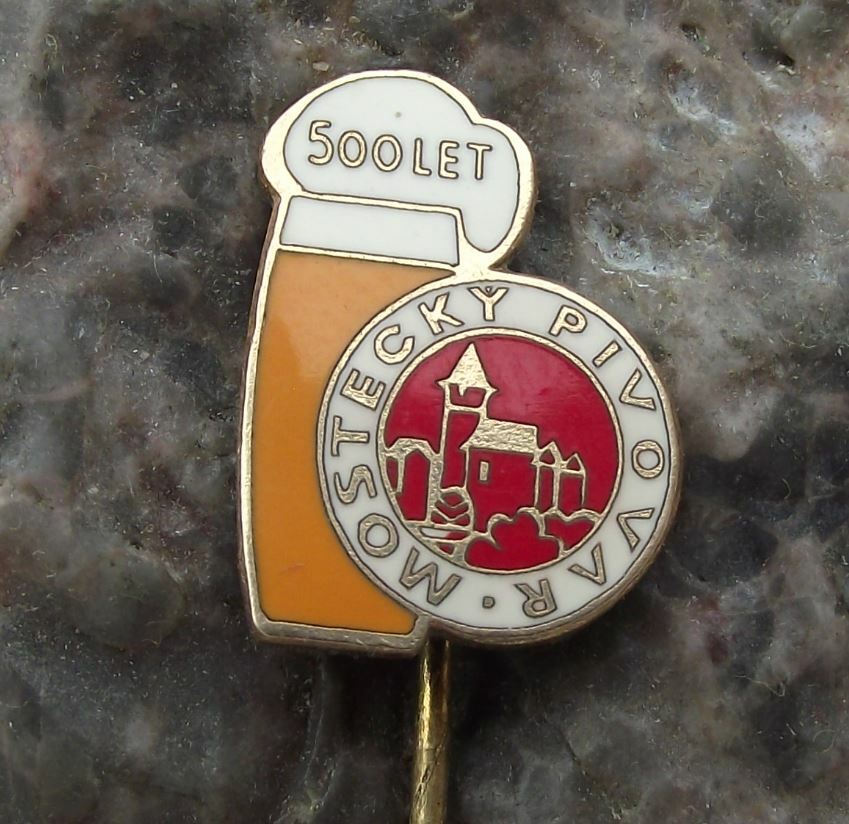1970 Most Pivovar Brewery Czech Pils Beer Lager 500th Anniversary Pin Badge - Badgecrazy