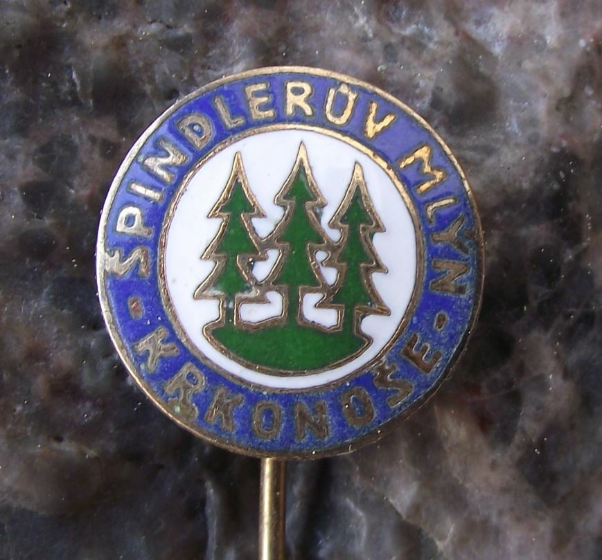 Antique Spindleruv Mlyn Krkonose Mountain Czech Ski Resort Pine Trees Pin Badge - Badgecrazy