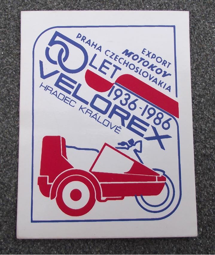 1986 Velorex Motorcycle Sidecar and Microcars 50th Anniversary Decal Sticker - Badgecrazy