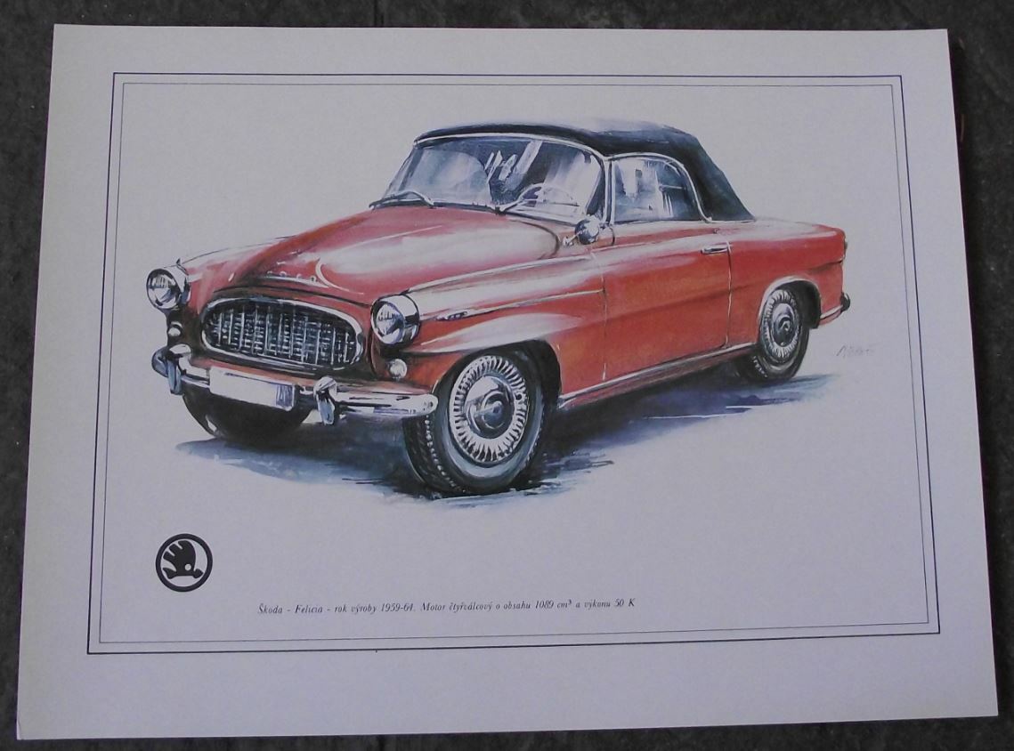 Skoda Felicia 1959 Picture Car Vladimir Bidlo Skoda Printed Illustration - Badgecrazy