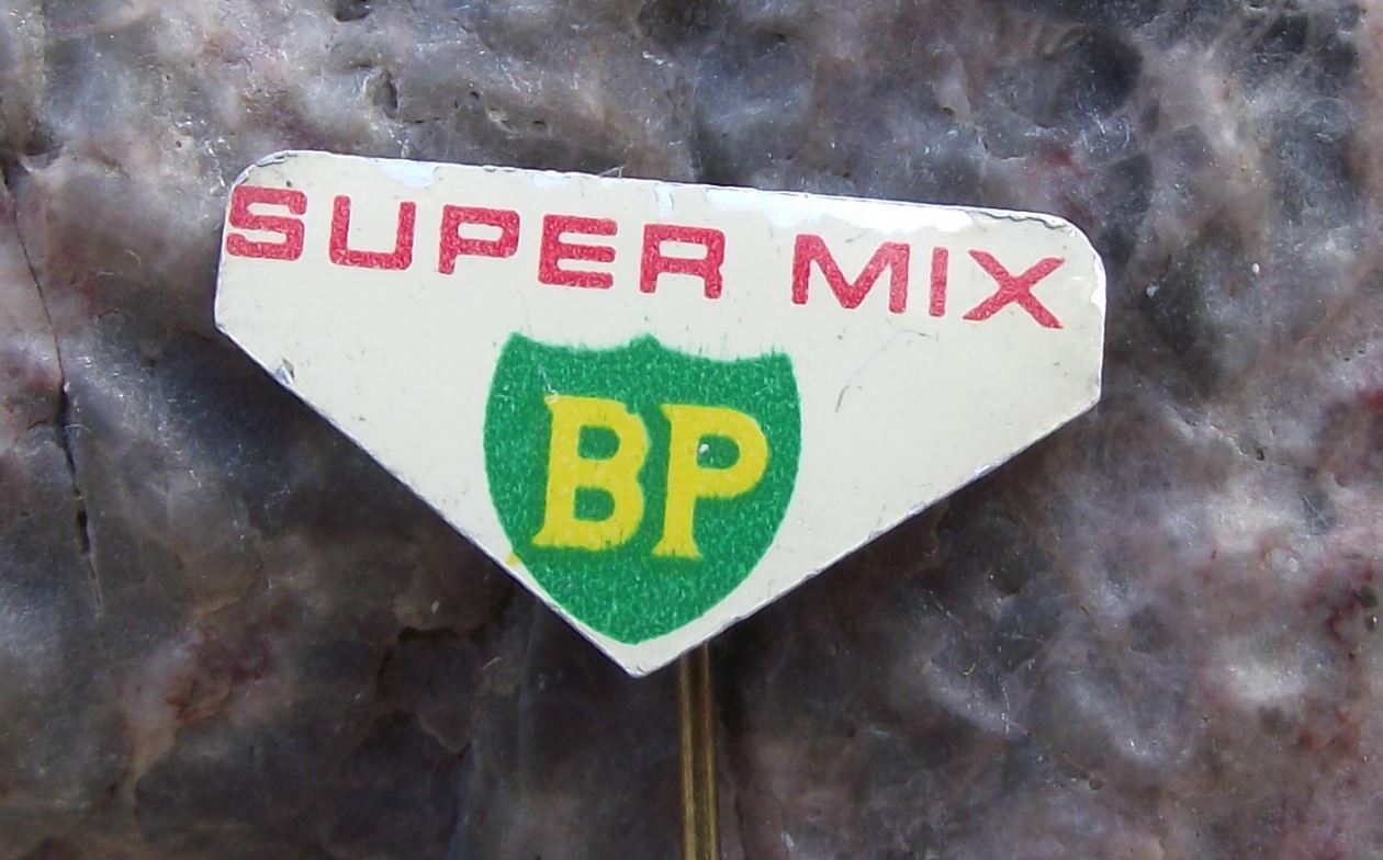 Vintage BP British Petrol Oil Energy Company Super Mix Shield Logo Pin Badge - Badgecrazy