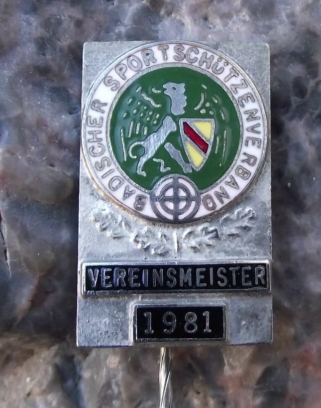 1981 Baden Shooting German Defence Association Club Champion Silver Pin Badge - Badgecrazy
