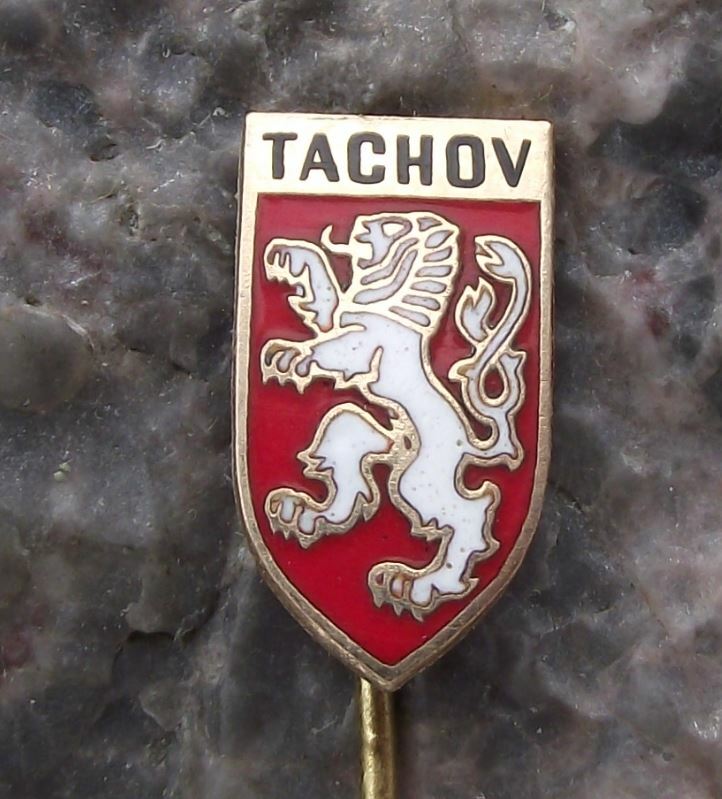 Vintage Tachov Tachau Roaring Rampant Two Tailed Lion Czech Tourist Pin Badge - Badgecrazy