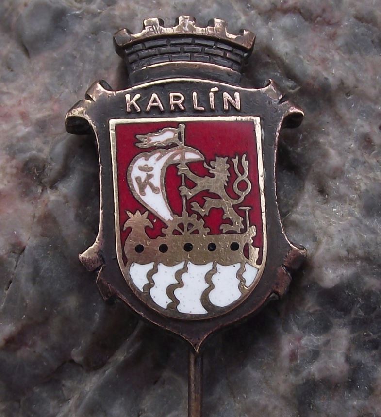 Antique Prague Karlin District Praha 8 Heraldic Crest Coat of Arms Pin Badge - Badgecrazy