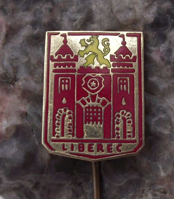 Antique Liberec Czech City Heraldic Crest Tourist Souvenier Shield Pin Badge - Badgecrazy