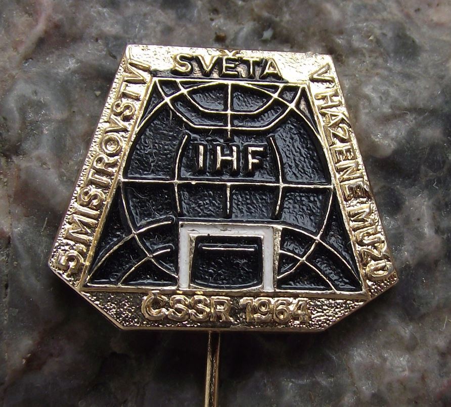 1964 IHF 5th World Mens Handball Championships Souvenier Hand Ball Pin Badge - Badgecrazy