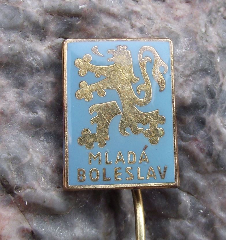 Antique Mlada Boleslav Lion Coat of Arms Czech City Heraldic Crest Pin Badge - Badgecrazy