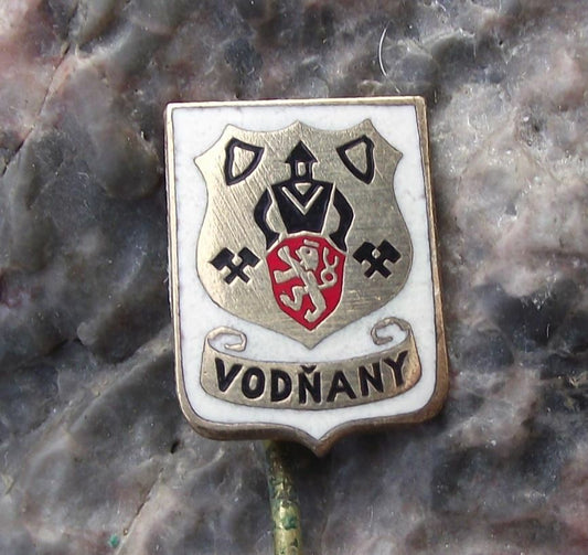 Antique Vodnany Wodnian Czech Town Heraldic Crest Coat of Arms Pin Badge - Badgecrazy