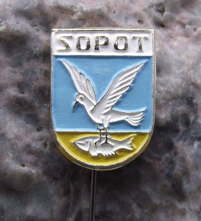 Vintage Sopot Polish Poland City Heraldic Crest Coat of Arms Pin Badge - Badgecrazy