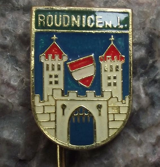 Roudnice nad Labem Raudnitz Elbe Heraldic Crest Coat of Arms Tourist Pin Badge - Badgecrazy