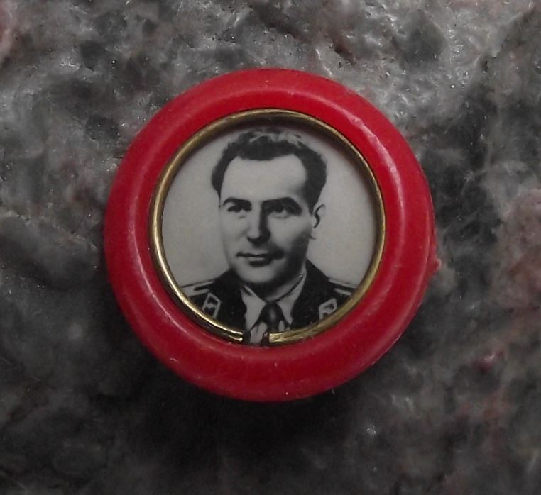 Antique Gherman Titov 2nd Man in Space Vostok Soviet Pilot Photograph Pin Badge - Badgecrazy