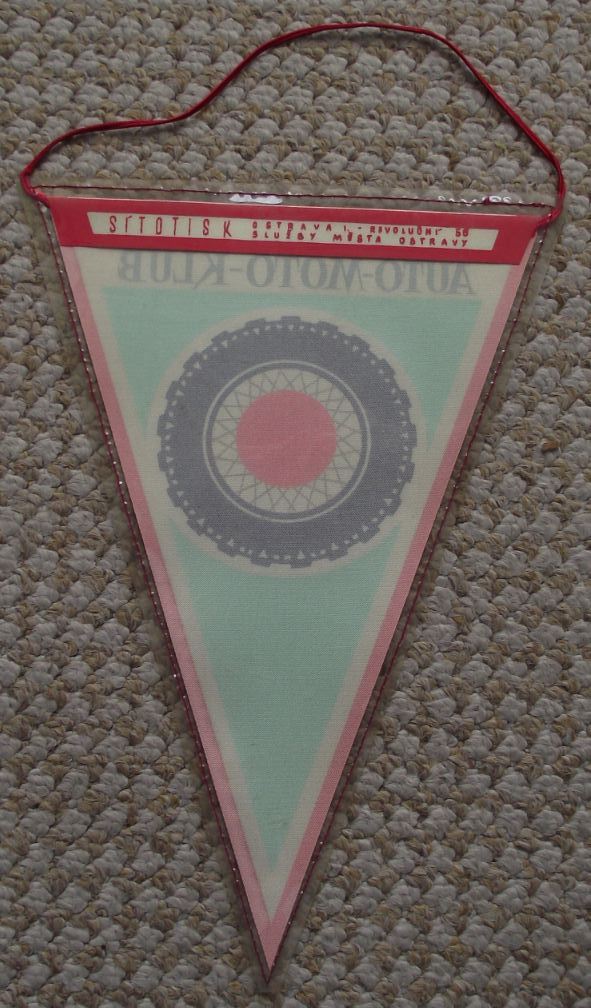 Automobile Club of Jan Sverma Coal Miners Svazarm Moravian Pennant Flag - Badgecrazy