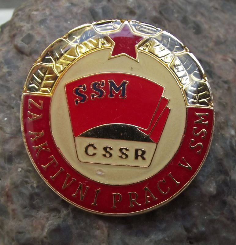 Antique Worker Award Red Star SSM CSSR Communist Youth Decoration Pin Badge - Badgecrazy