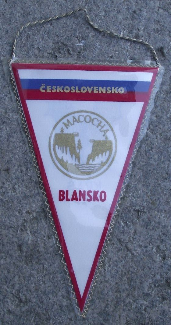 Moravsky Kras Moravia Caves Flying Bat Blansko Macocha Tourist Pennant Flag - Badgecrazy
