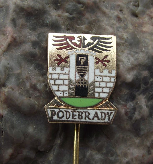 Antique Podebrady Czech Town Coat of Arms Heraldic Spread Eagle Crest Pin Badge - Badgecrazy