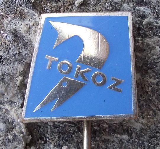 Antique Tokoz Fishing Reels Czechoslovakia Marlin Swordfish Logo Fish Pin Badge - Badgecrazy